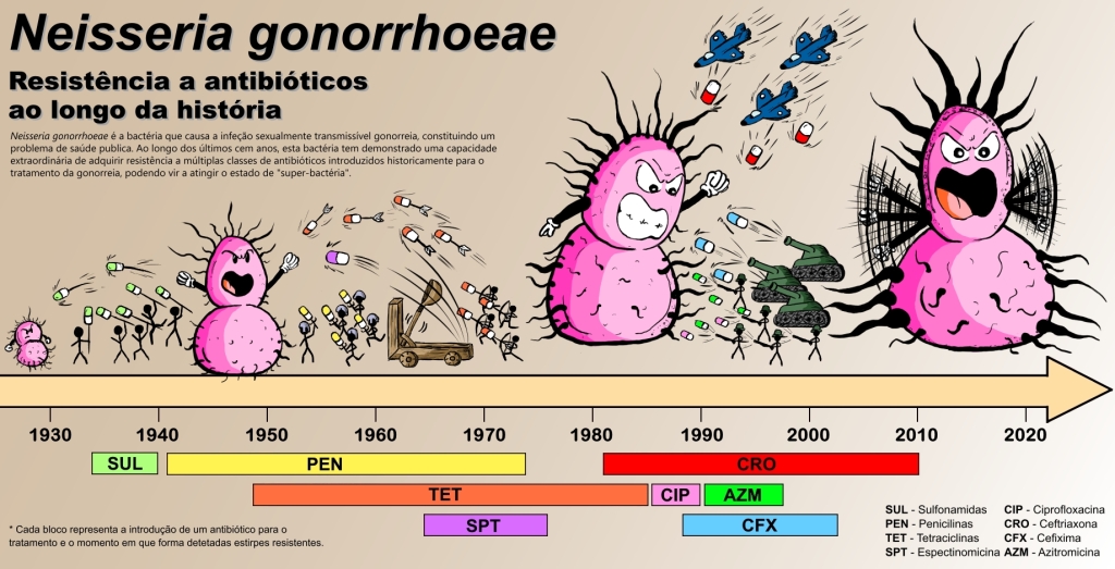 Neisseria gonorrhoeae: resistência a antibióticos ao longo da história